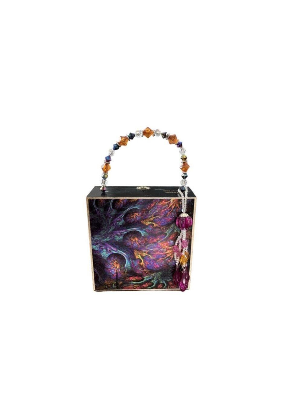 Women's Unbranded Black Purple Beaded Clutch One Size - Picture 2 of 8